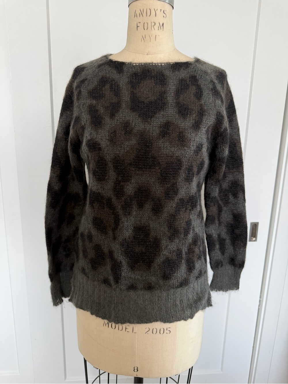Mohair leopard crewneck sweater